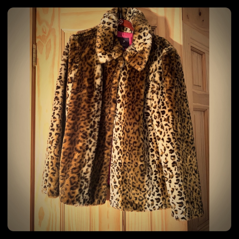 Faux fur cheetah print coat
